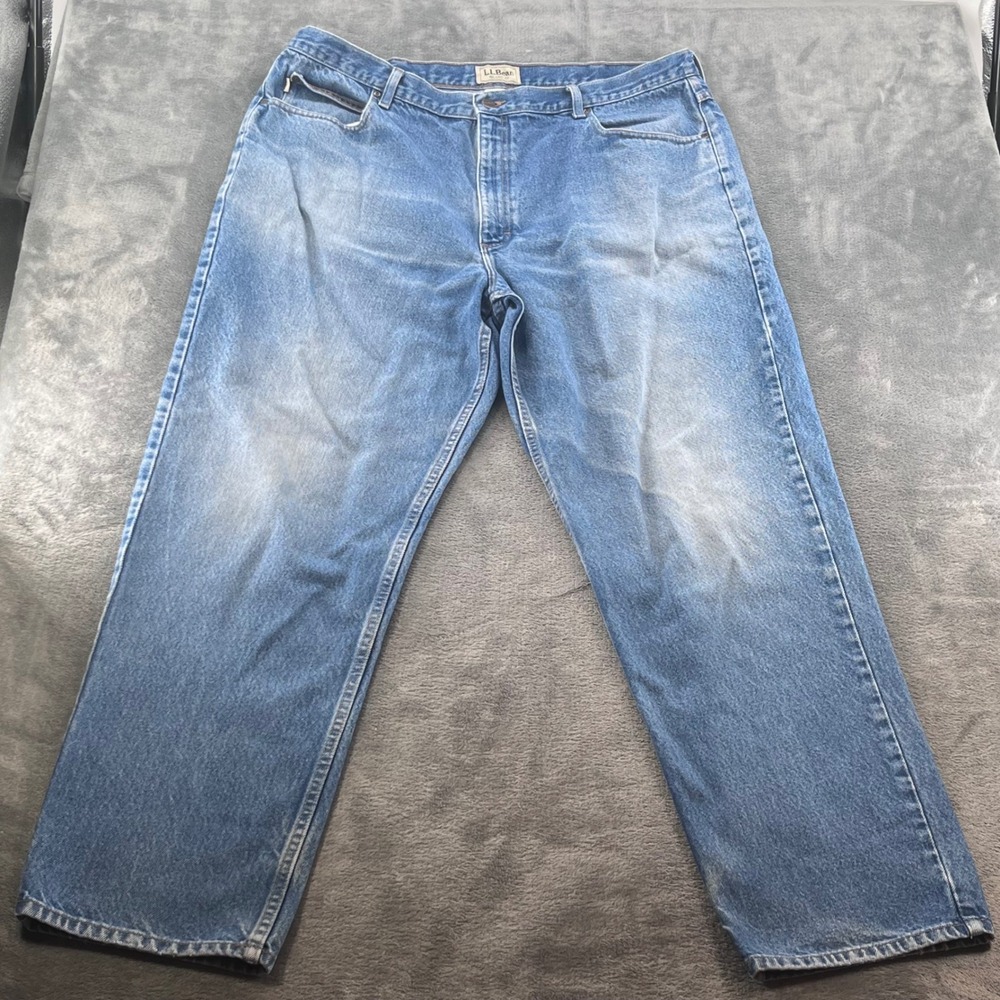 LL Bean Relaxed Fit Jeans Mens 42x34 Blue Medium Wash Cotton Denim 134770